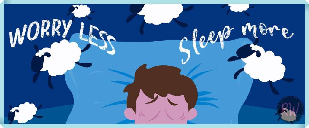 Worry less, sleep more. Image of man in bed counting sheep