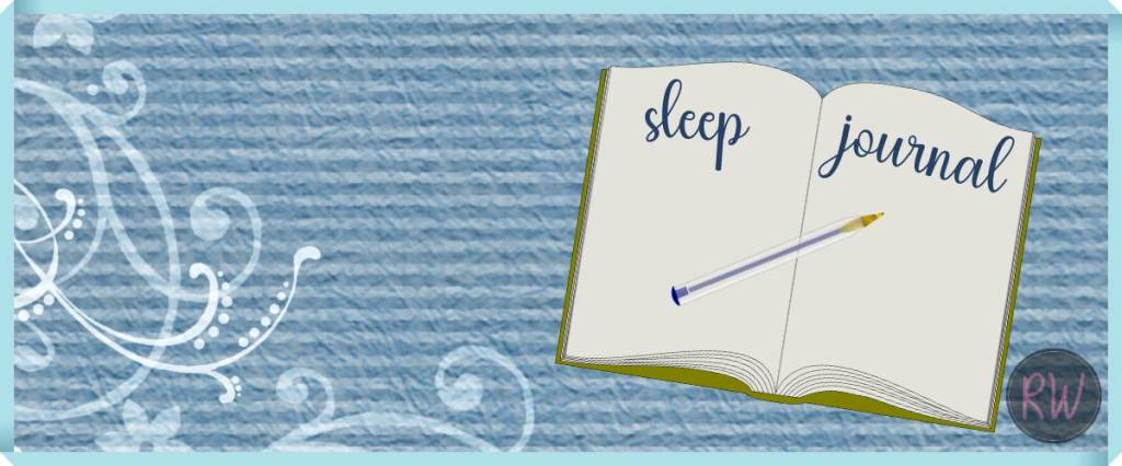 image of blank opened book with the words 'sleep journal' written on